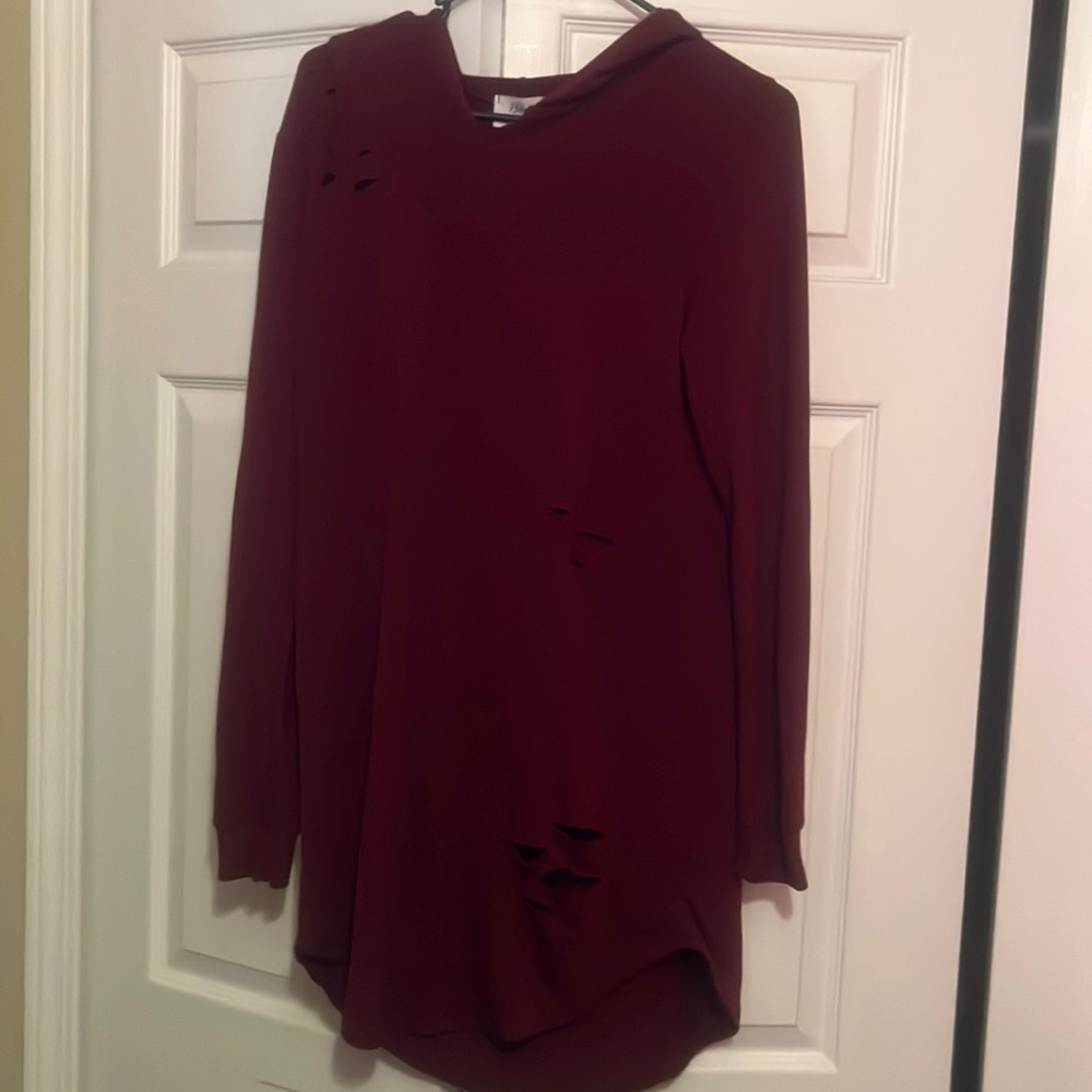 Distressed hoodie tshirt dress
